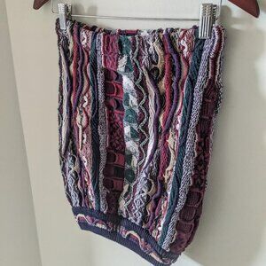 Coogi Style Upcycled Sweater Mini Skirt